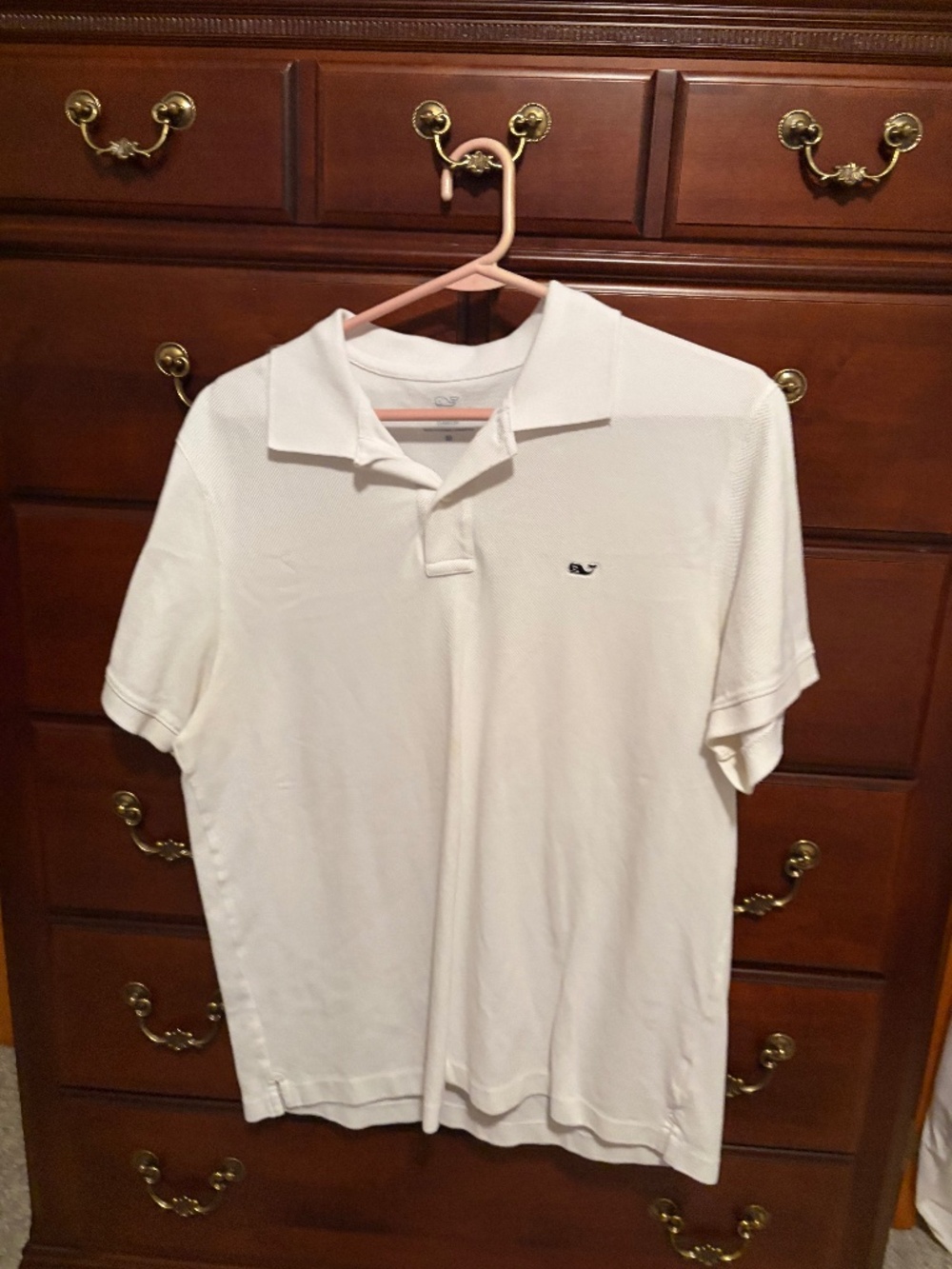 Vineyard Vines Men’s White Short Sleeve Collared Shirt – Size Medium